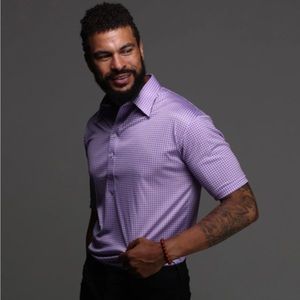 Collars & Co. The Original Dress Collar Polo™ Lavender Gingham R136 R140